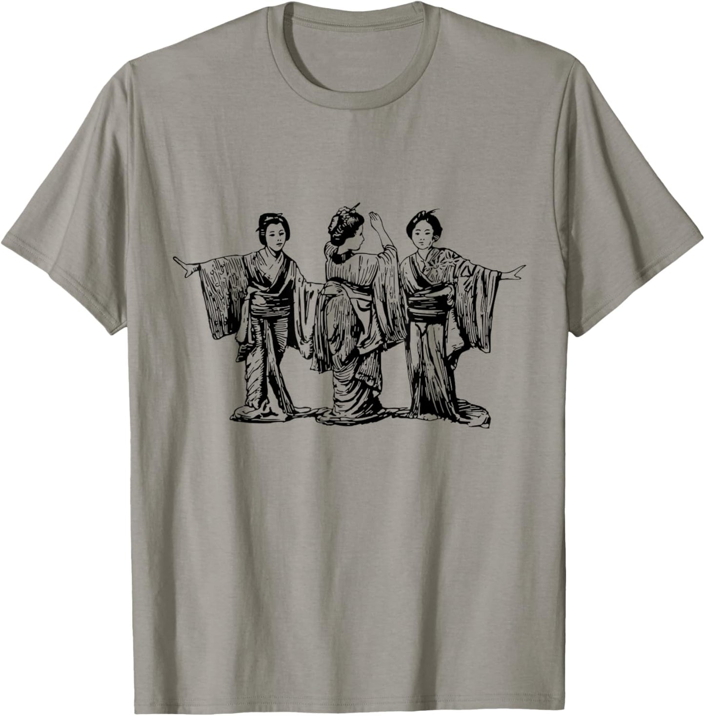 Antique Illustration Of 3 Japanese Geishas Timeless Elegance T-Shirt - T-Shirt | Sand