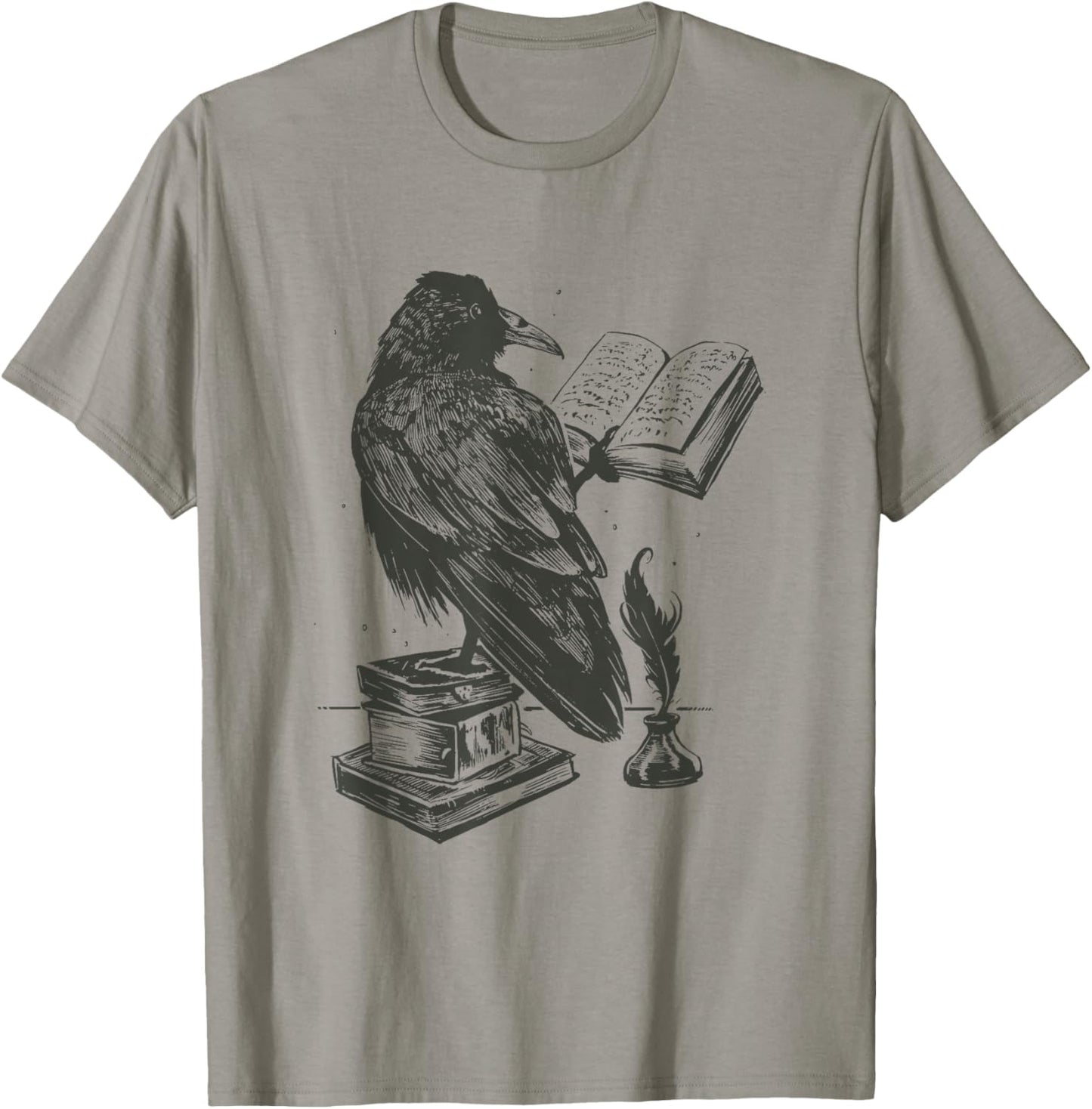 Black Bird Raven Book Lovers Men Women Graphic T-Shirt - T-Shirt | Sand