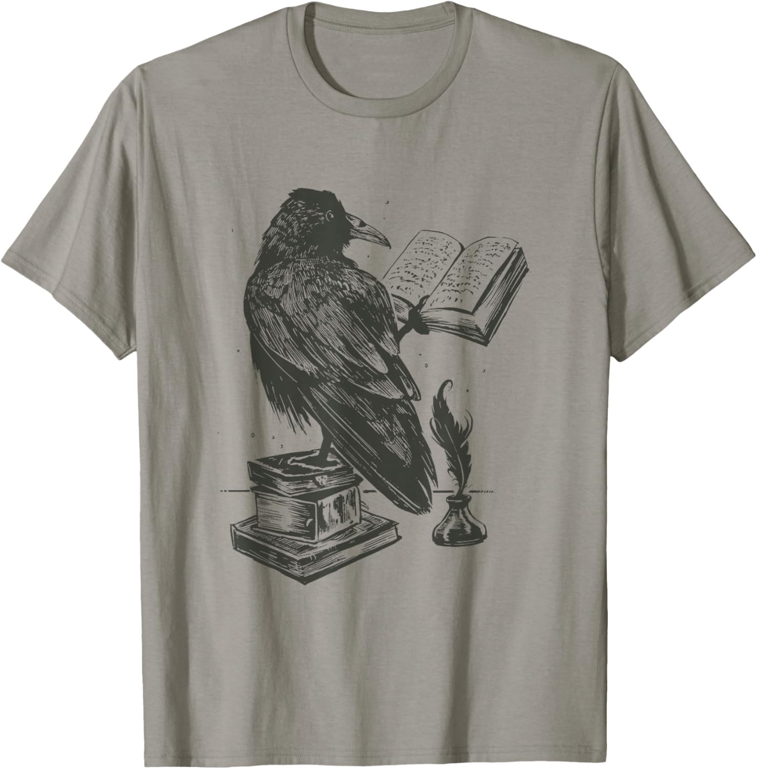 Black Bird Raven Book Lovers Men Women Graphic T-Shirt - T-Shirt | Sand