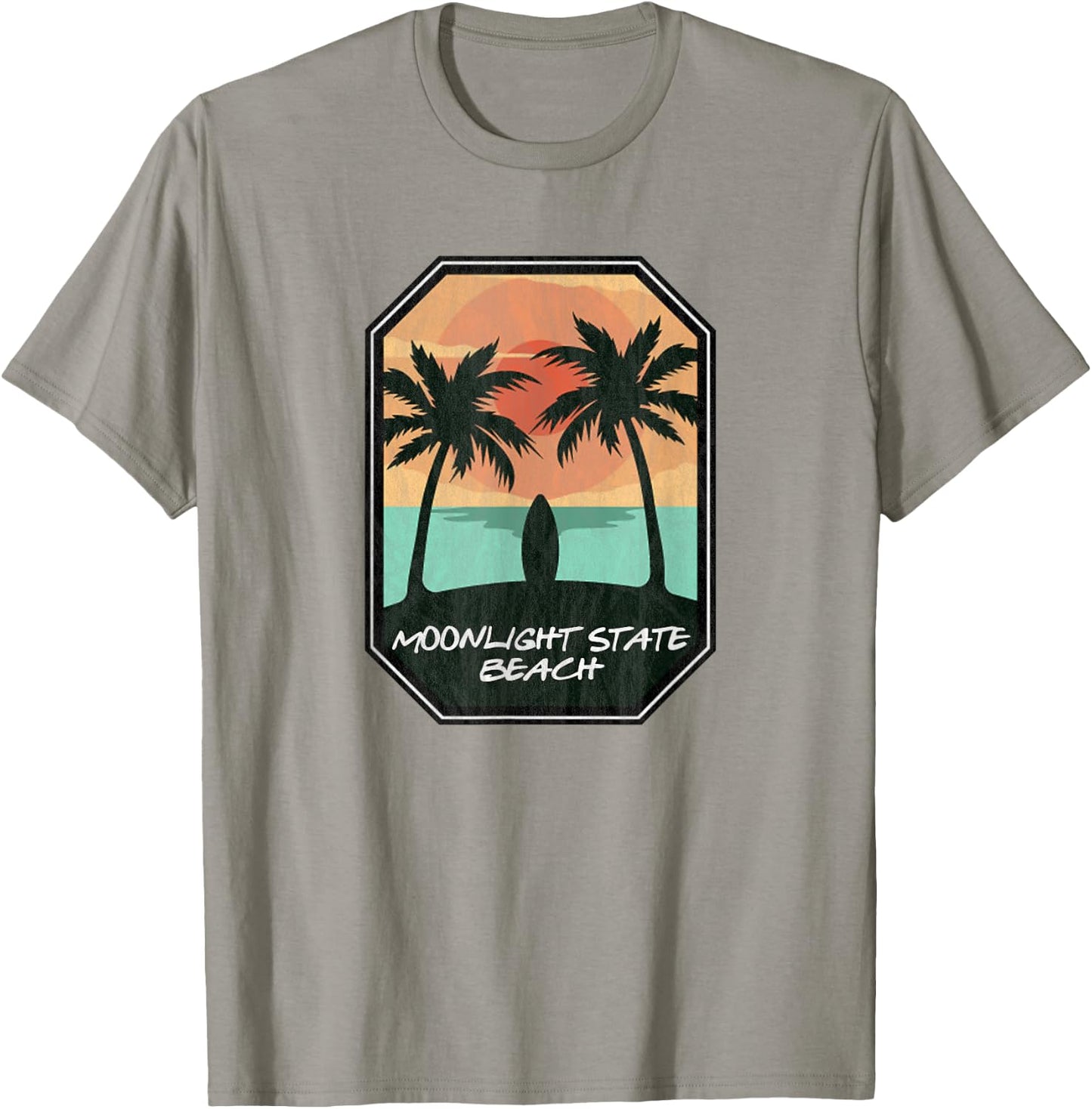 Moonlight State Beach Encinitas CA - Retro Surf Print T-Shirt - T-Shirt | Sand