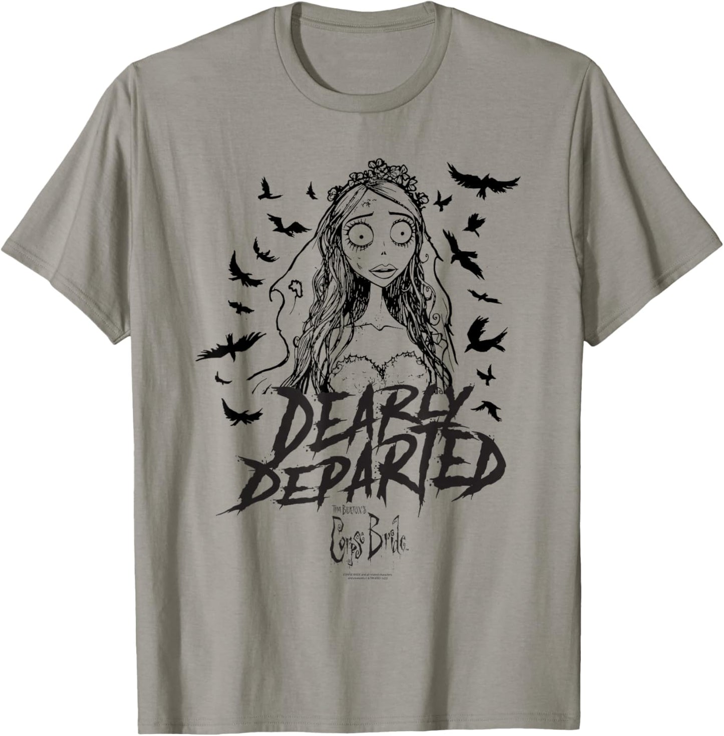 Corpse Bride Dearly Departed Black Bat Outline Movie T-Shirt - T-Shirt | Sand