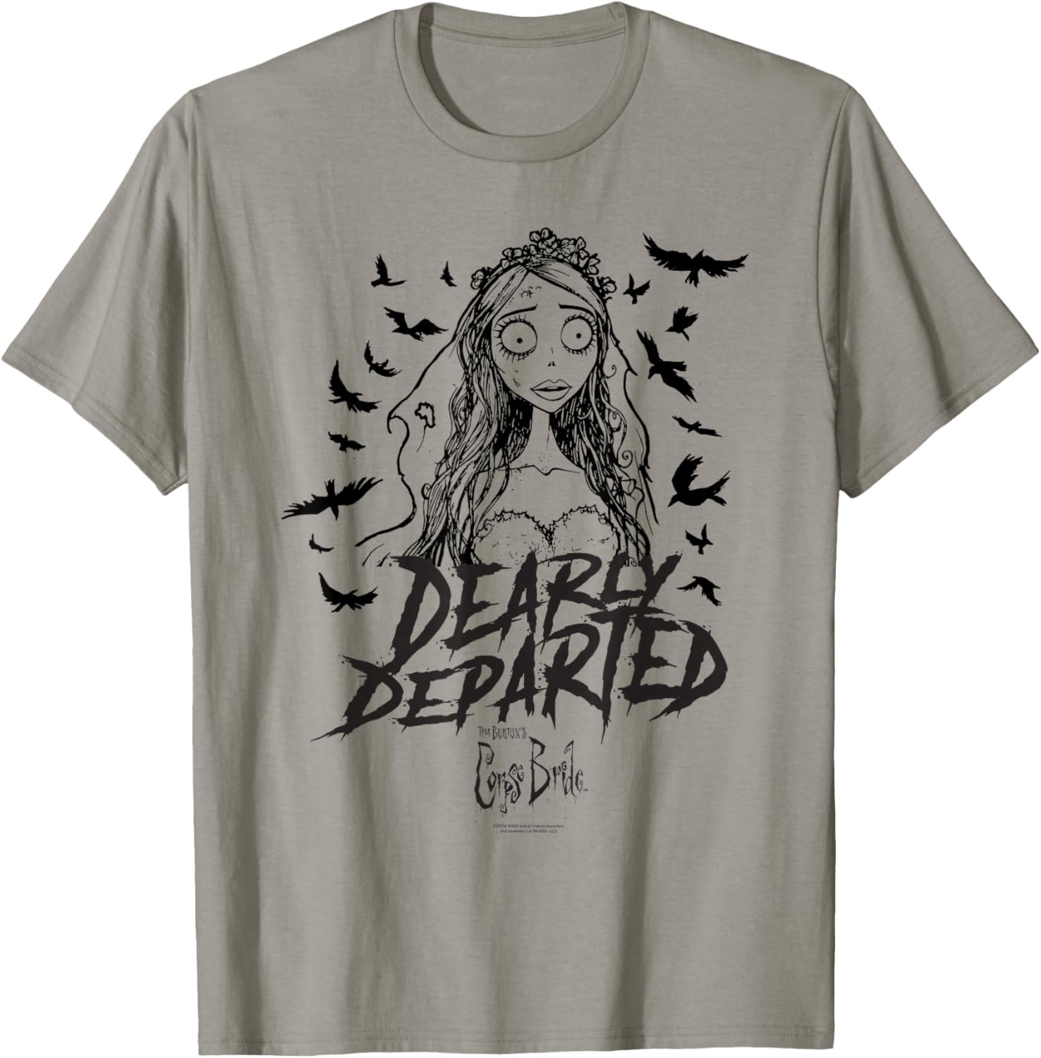 Corpse Bride Dearly Departed Black Bat Outline Movie T-Shirt - T-Shirt | Sand