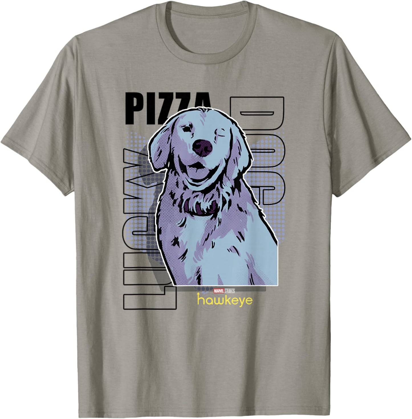 Marvel Hawkeye Disney Plus Lucky Pizza Dog Line Art Poster T-Shirt - T-Shirt | Sand