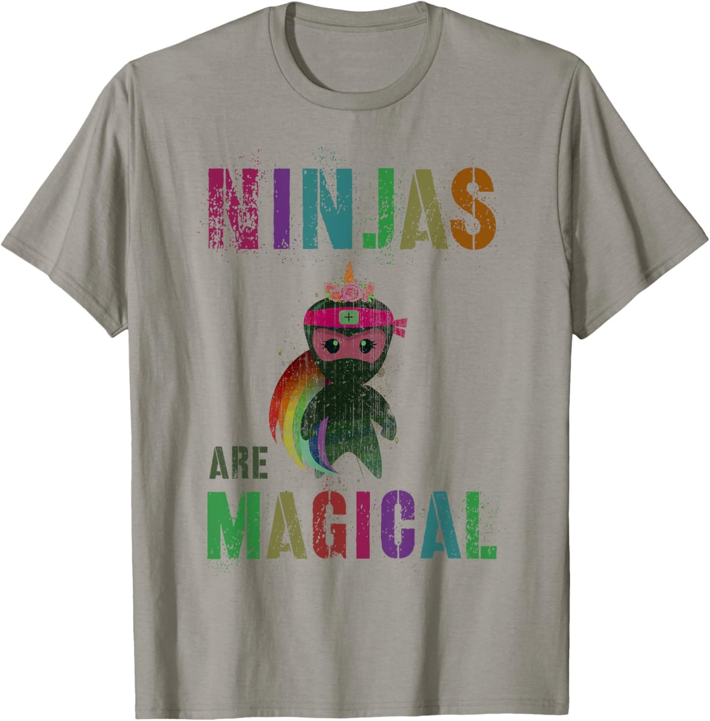 Kawaii NINJAS ARE MAGICAL Rainbow Unicorn Girls Kids My Pink T-Shirt - T-Shirt | Sand