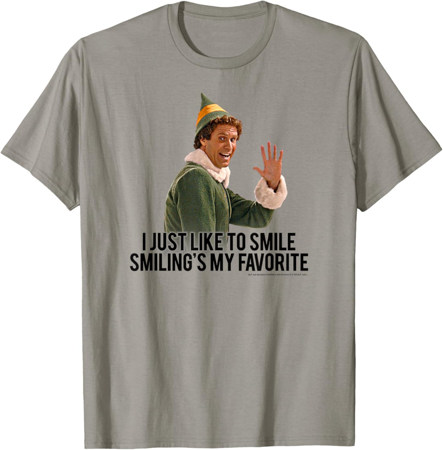 Elf I Just Like to Smile Buddy Christmas Movie T-Shirt - T-Shirt | Sand
