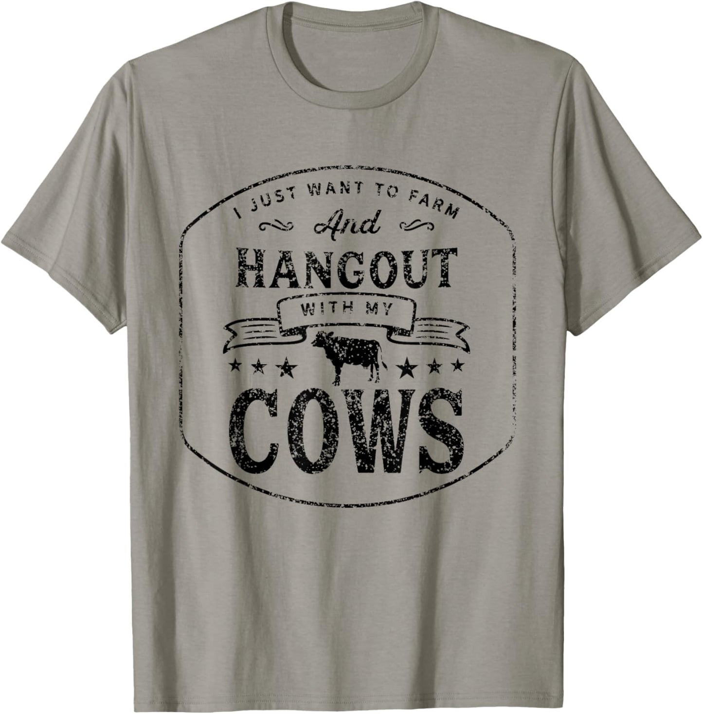 Hang out with my Cows Farming Farmer Cow Herd T-Shirt - T-Shirt | Sand