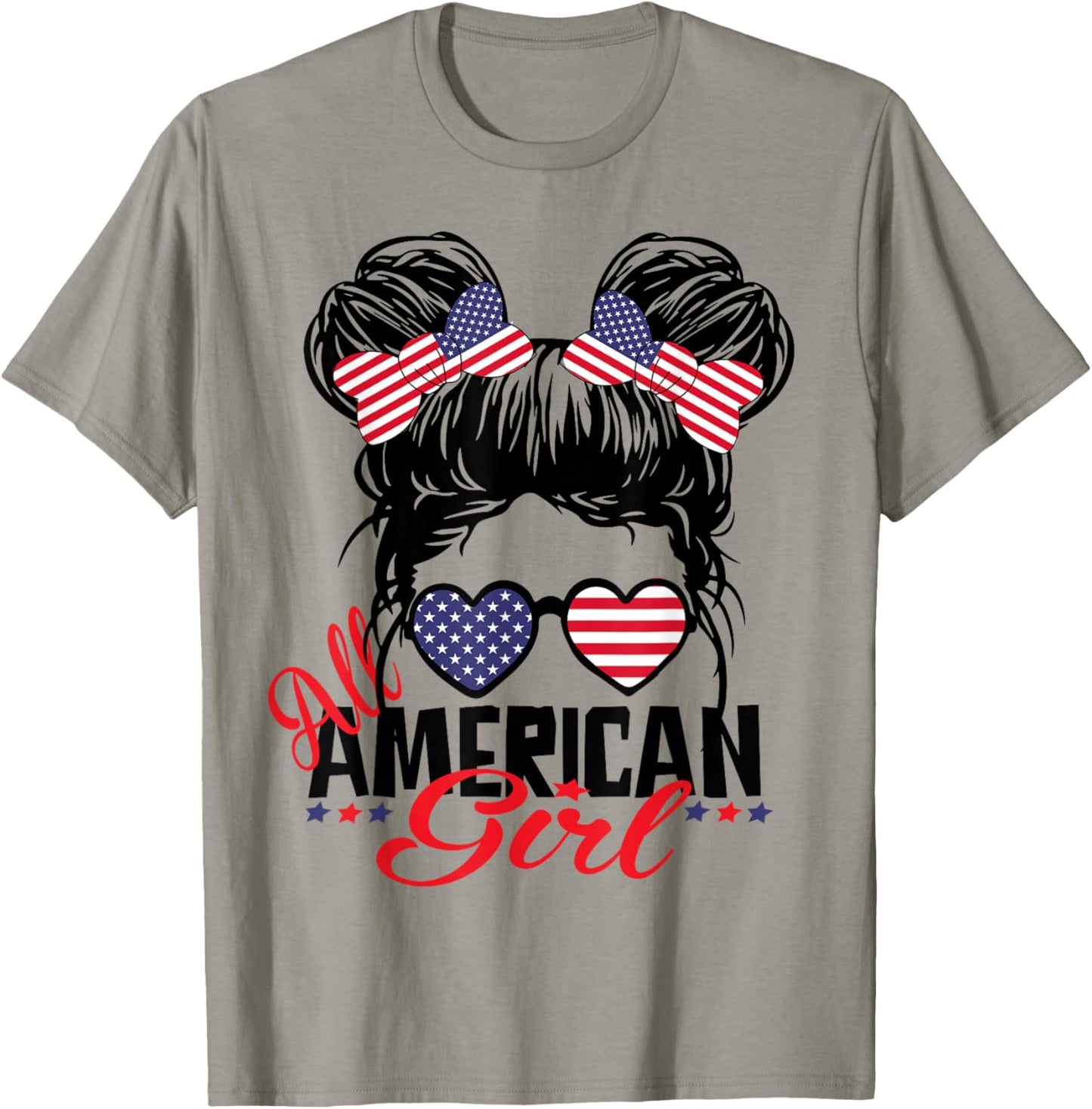 All American Girl Funny Independence 4th of July Patriotic Small T-Shirt - T-Shirt | Sand