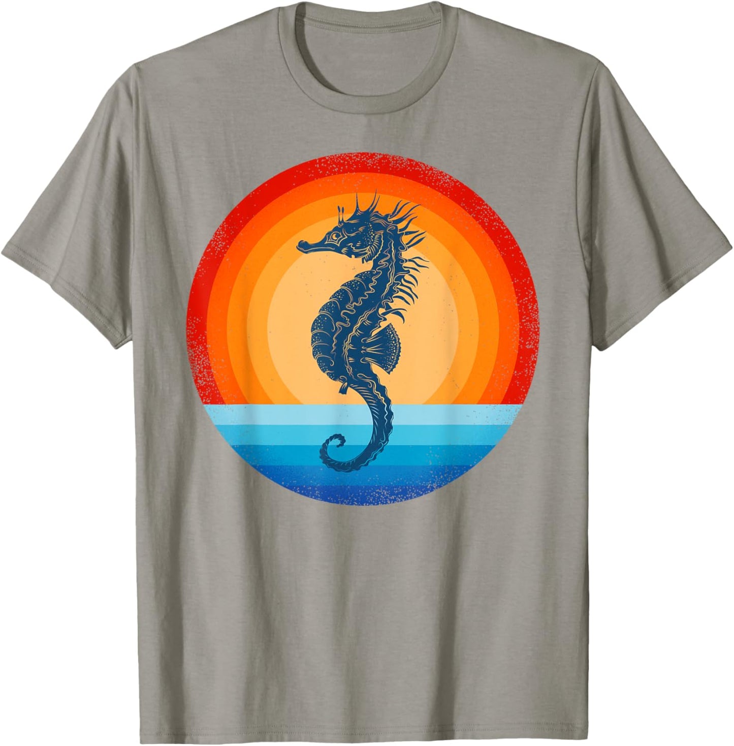 Seahorse Retro Vintage 60s 70s Sunset Seal Animal Men Women T-Shirt - T-Shirt | Sand