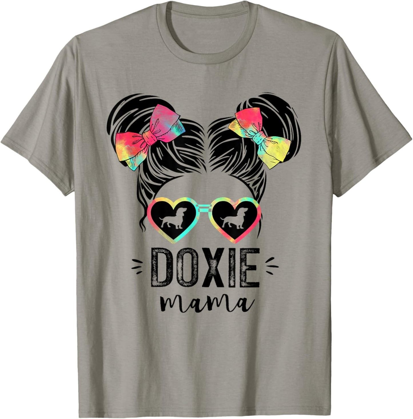 Doxie Mama Gifts Double Bun Hair Dachshund Gifts Dog Mom Women Girls Kids T-Shirt - T-Shirt | Sand