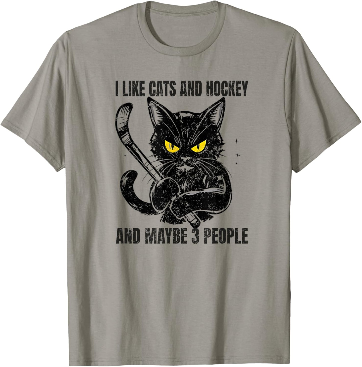 I like cats and hockey and maybe 3 people T-Shirt - T-Shirt | Sand