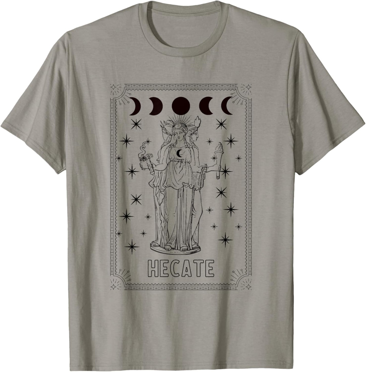 Triple Moon Goddess Hecate Tarot Card Wiccan Pagan Witch T-Shirt - T-Shirt | Sand