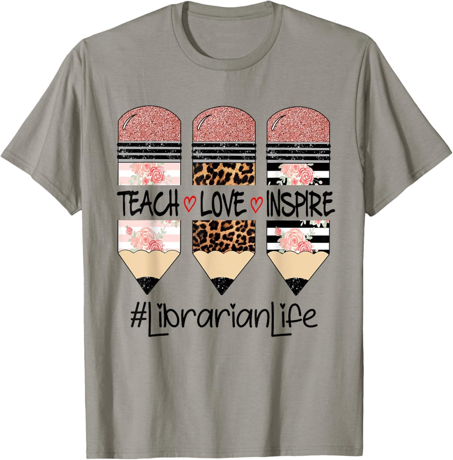 Funny Teach Love Inspire Librarian Life Back To School T-Shirt - T-Shirt | Sand