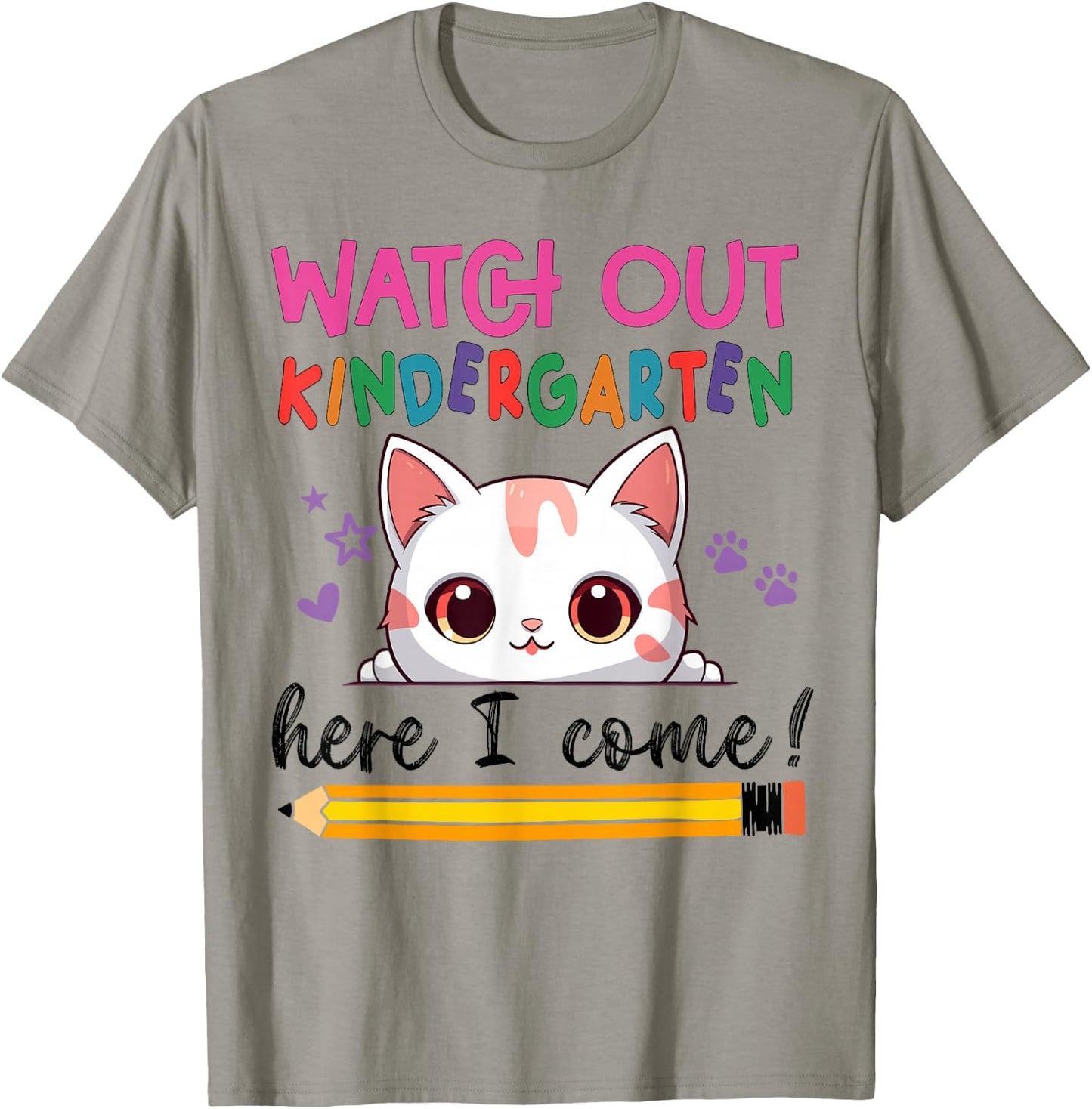 Watch Out Kindergarten Here I Come Girls Back To School T-Shirt - T-Shirt | Sand