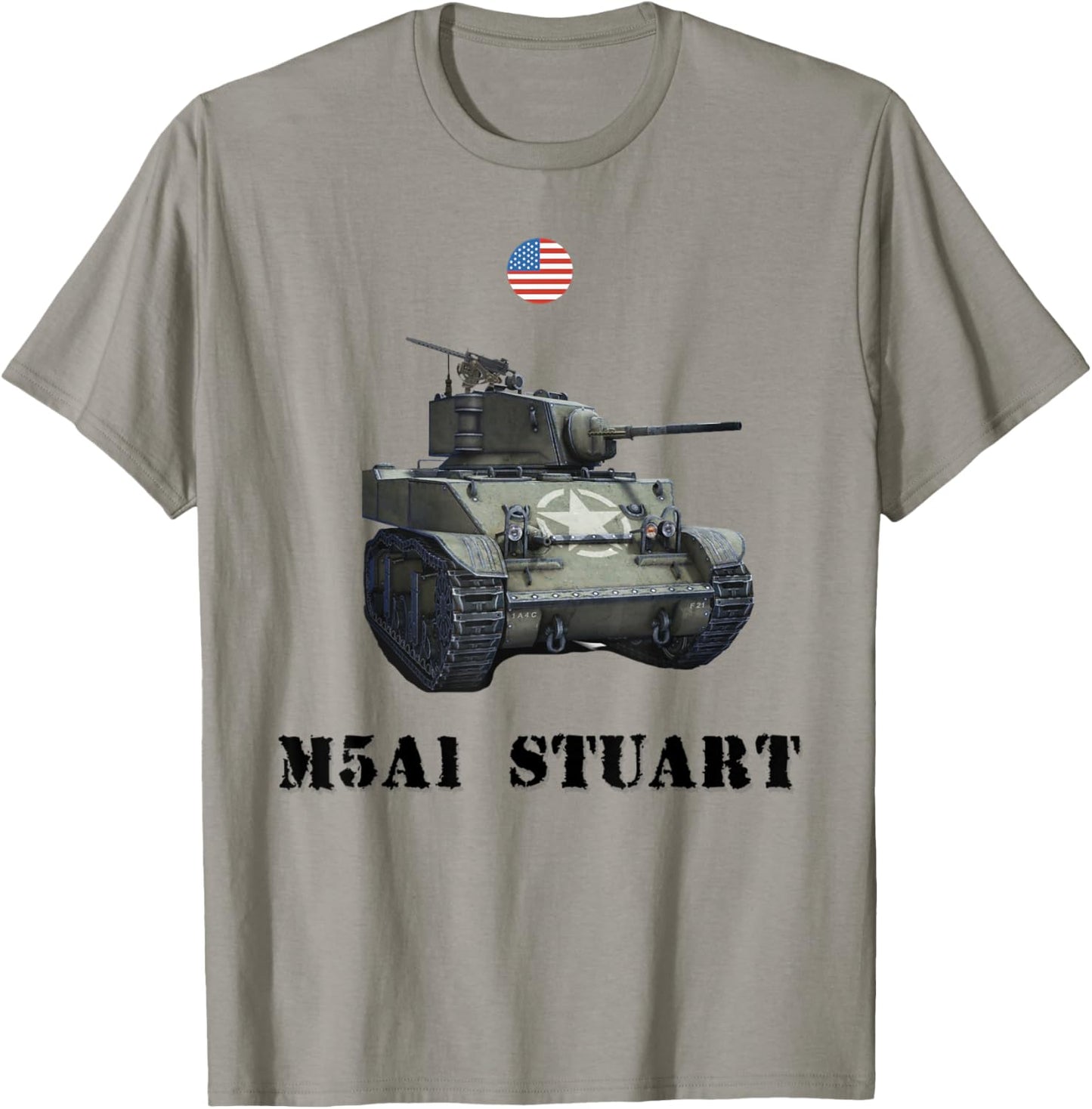 M5A1 Stuart, USA Light Tank WW2 Military Machinery T-Shirt - T-Shirt | Sand