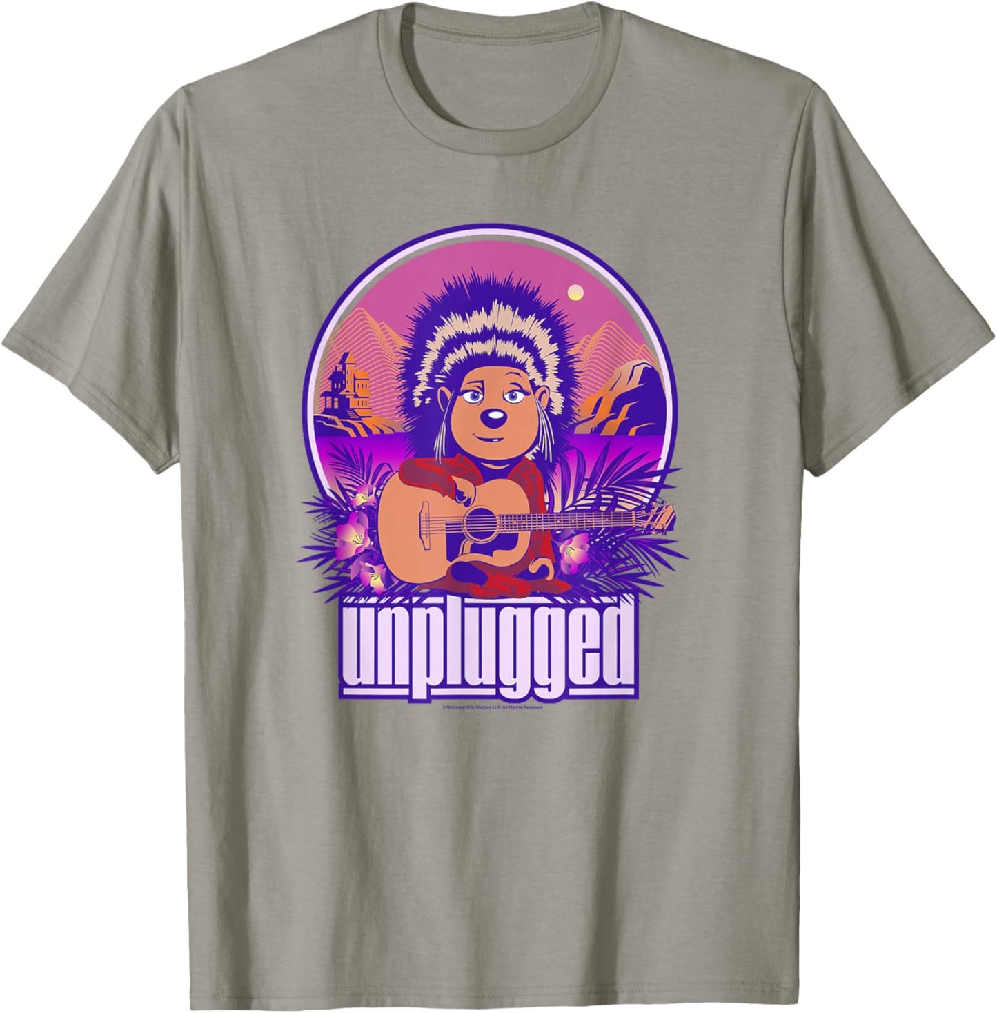 Sing 2 Ash Unplugged Retro Poster T-Shirt - T-Shirt | Sand