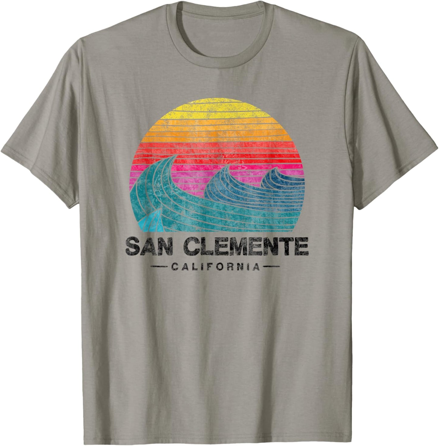 San Clemente Surfing Waves Beach Retro Cali Sunset Surf T-Shirt - T-Shirt | Sand