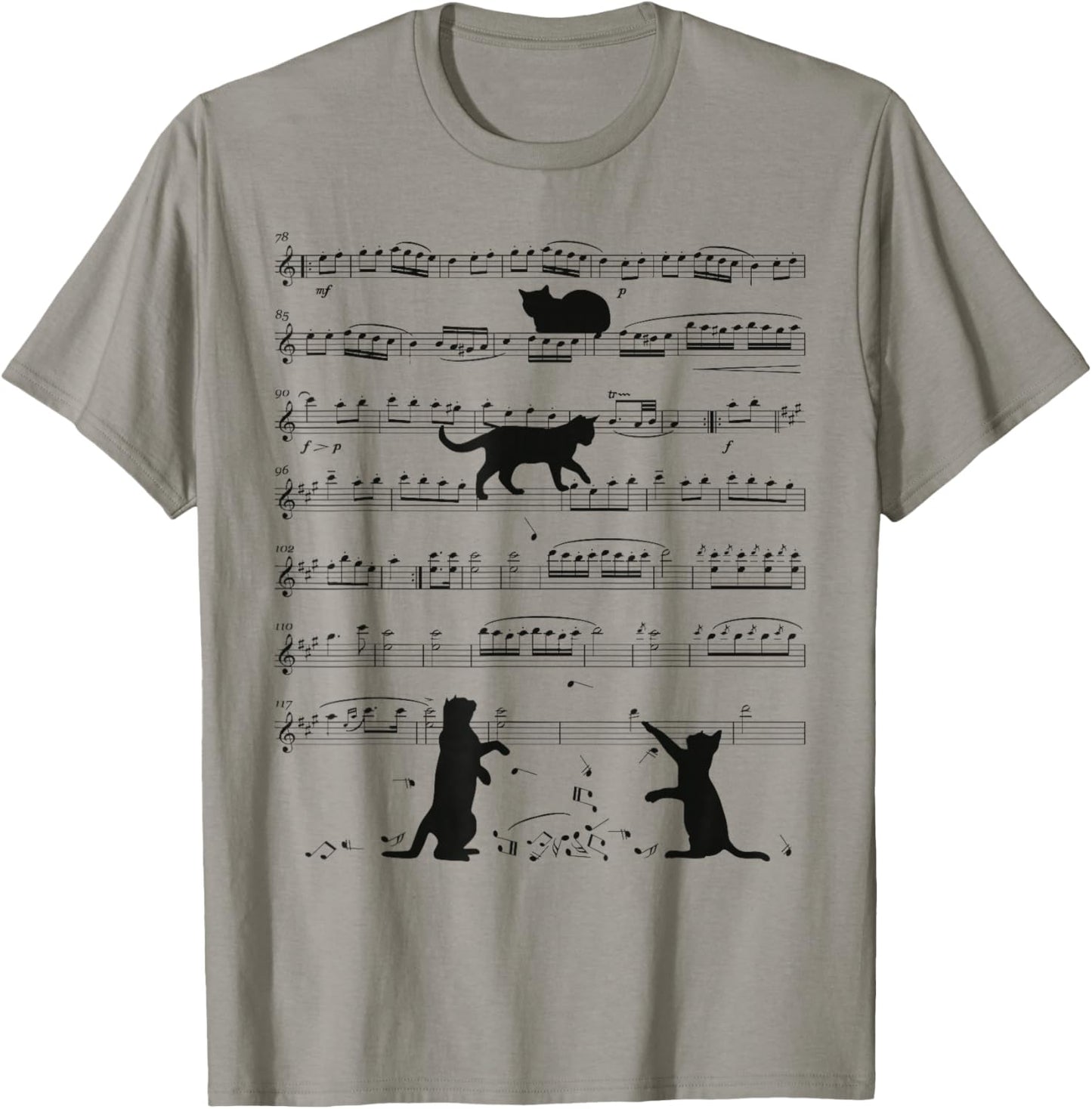 Music Cat Lover Funny Musician Notes Kitten Playing Music T-Shirt - T-Shirt | Sand