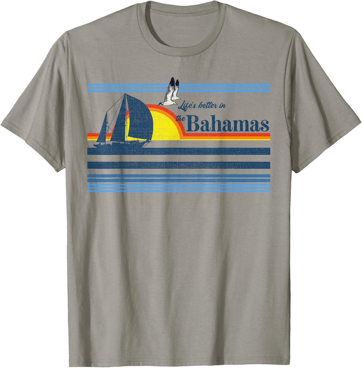 The Bahamas Beach Retro 70s 80s 90s Sailing Boat Sunset Surf Women Kids T-Shirt - T-Shirt | Sand