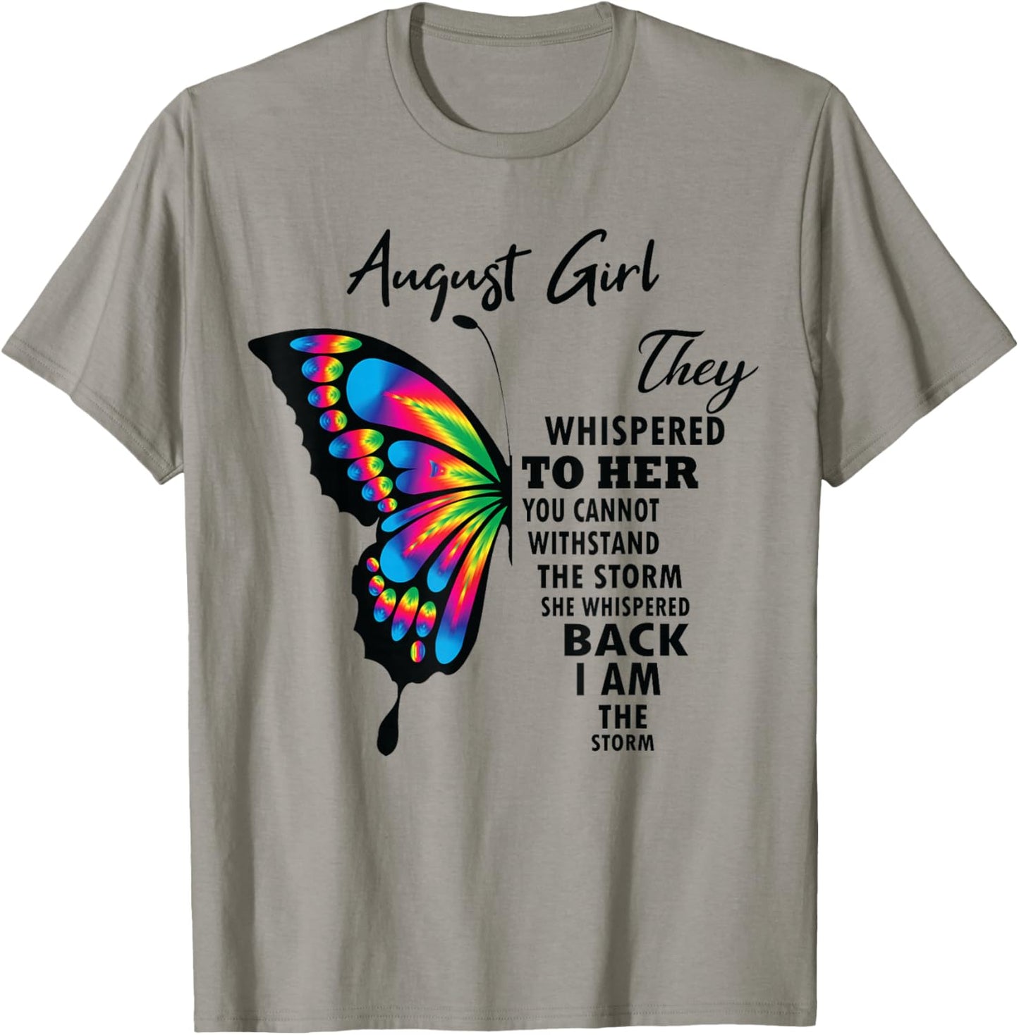 August Girl Birthday For Girls Born In August Butterfly Teen T-Shirt - T-Shirt | Sand