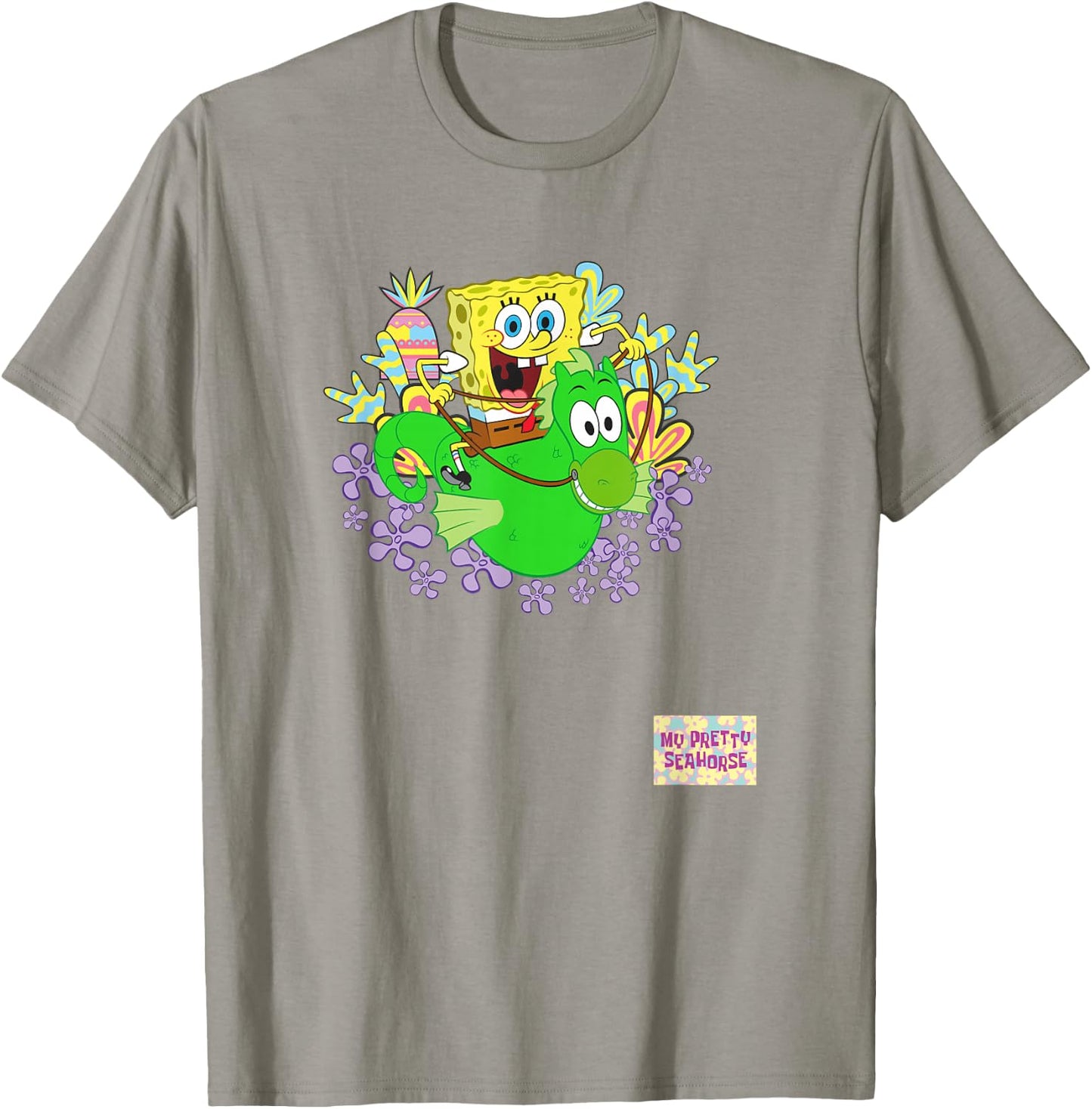 SpongeBob SquarePants My Pretty Seahorse Bob Riding Mystery T-Shirt - T-Shirt | Sand
