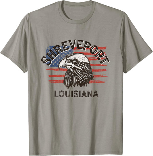 Retro Eagle USA Flag Louisiana - Vintage Shreveport Women Men T-Shirt - T-Shirt | Sand