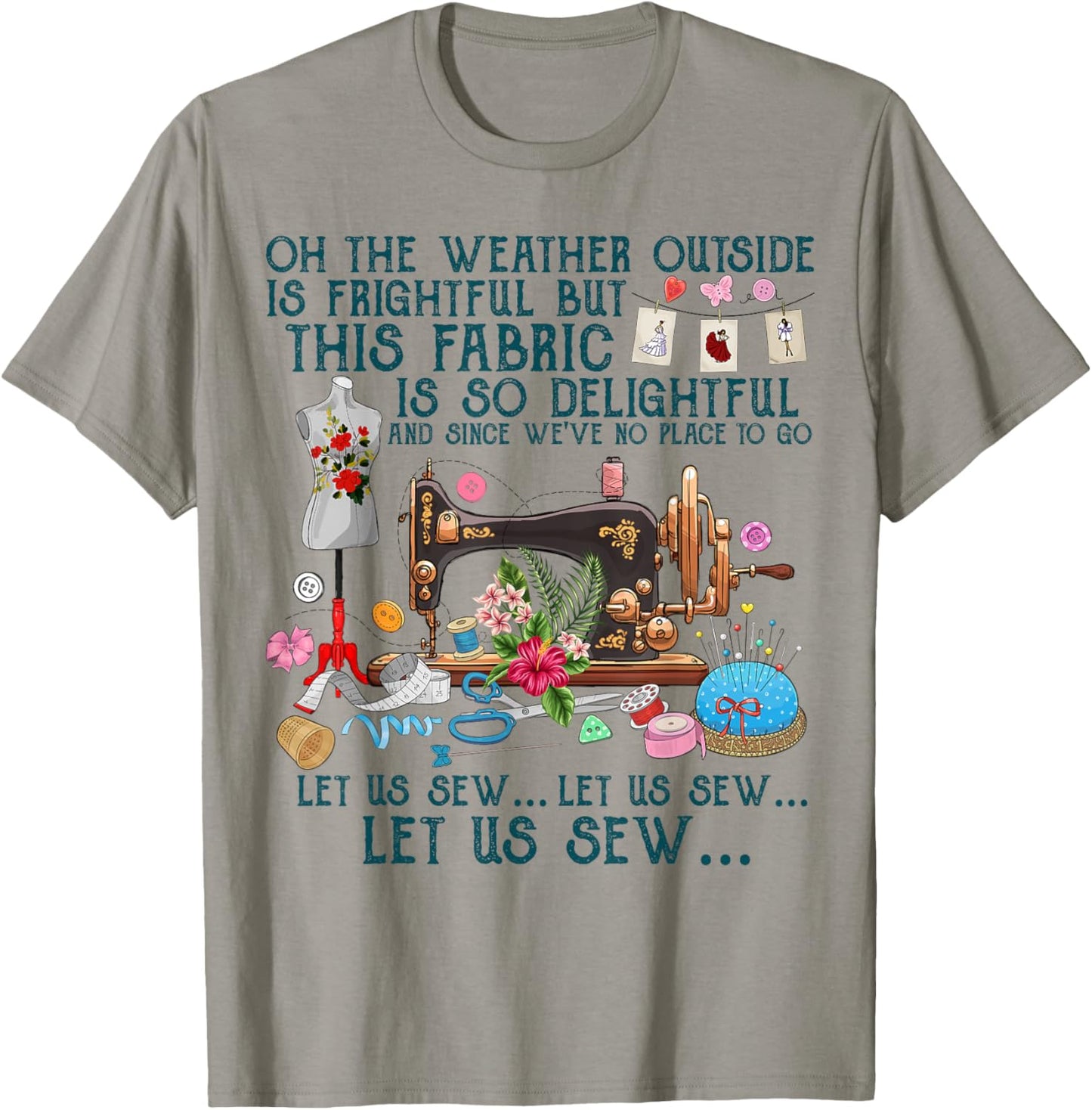 Let Us Sew Sewing Quilting T-Shirt - T-Shirt | Sand
