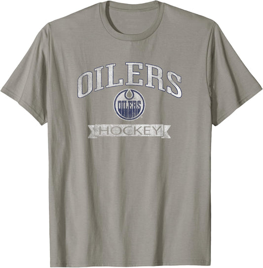Edmonton Oilers Vintage Hockey Orange Officially Licensed T-Shirt - T-Shirt | Sand