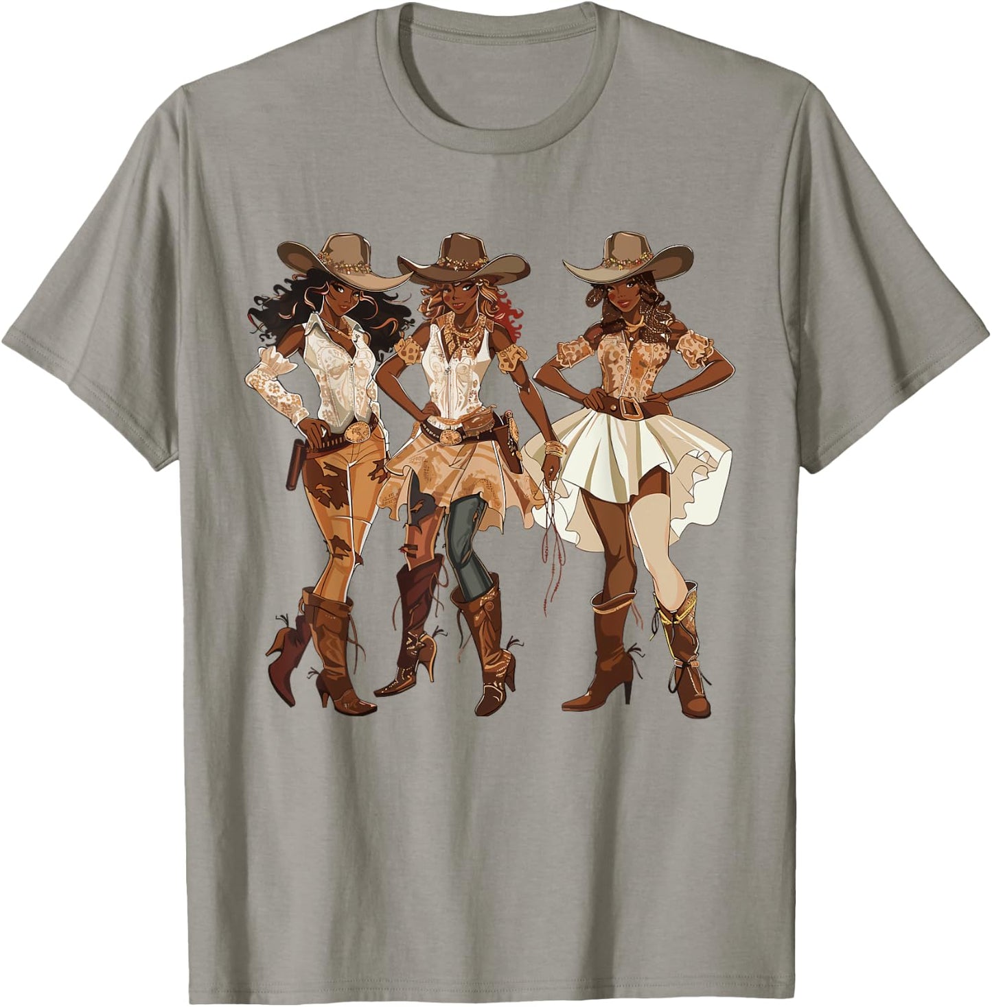Black African American Cowgirl Western Country Texas Rodeo T-Shirt - T-Shirt | Sand