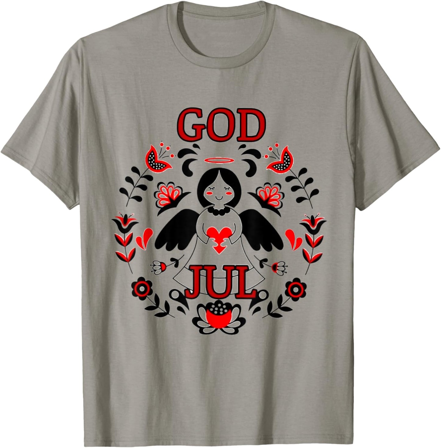 God Jul In Heart Christmas T-Shirt - T-Shirt | Sand