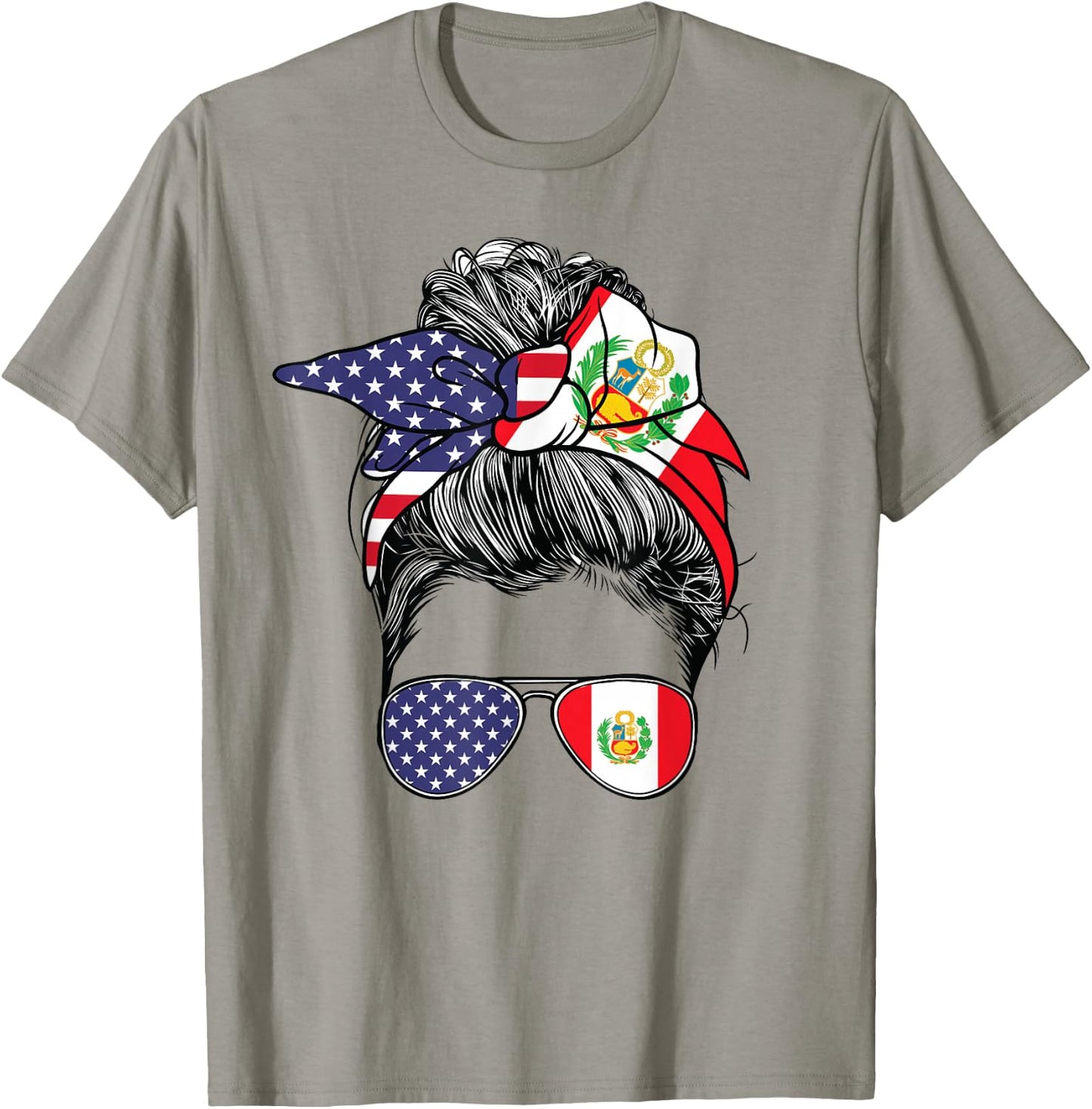 Peruvian Women Girl USA Heritage American Peru Flag T-Shirt - T-Shirt | Sand