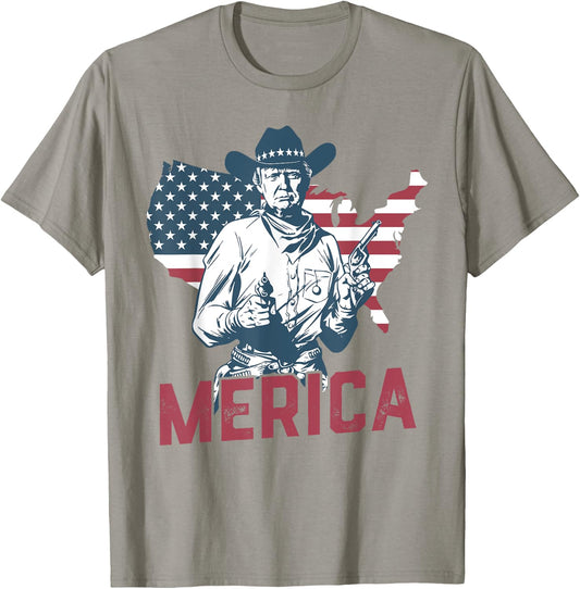 'MERICA TRUMP Happy 4th Of July Trump American Flag Gifts T-Shirt - T-Shirt | Sand