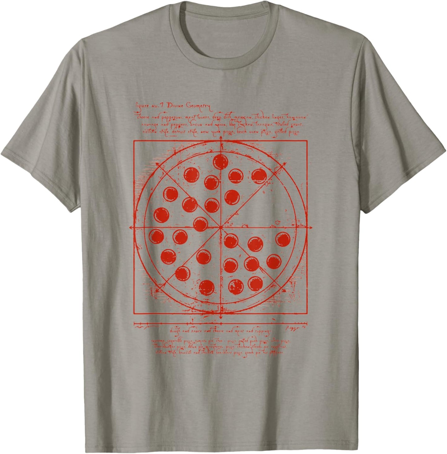 DaVinci Loves Pizza Vitruvian Human Pizza Vitruvian Pizzeria Pizza Baker T-Shirt - T-Shirt | Sand