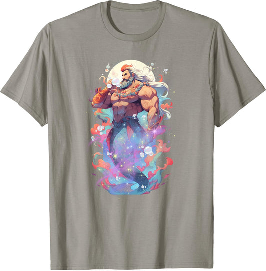 Merdaddy Security Merman Daddy Fish Father's Day Mermaid Men T-Shirt - T-Shirt | Sand