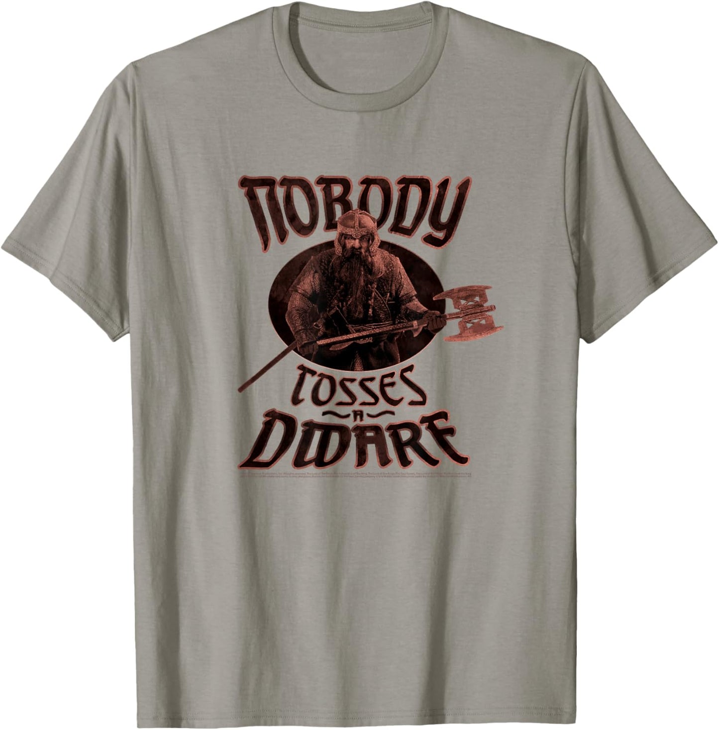 Lord of The Rings Gimli Nobody Tosses A Dwarf Portrait T-Shirt - T-Shirt | Sand