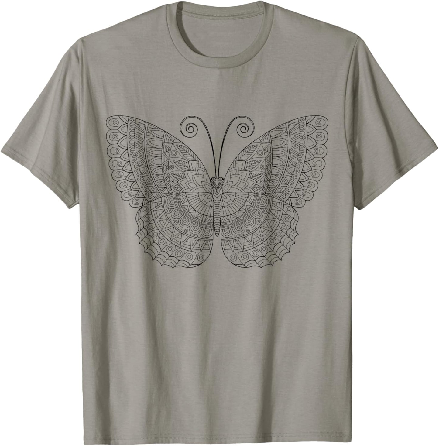 Butterfly mandala for children to paint and color in T-Shirt - T-Shirt | Sand