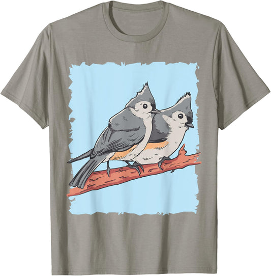 Cute Tufted Titmice Gift Titmouse Lovers T-Shirt - T-Shirt | Sand
