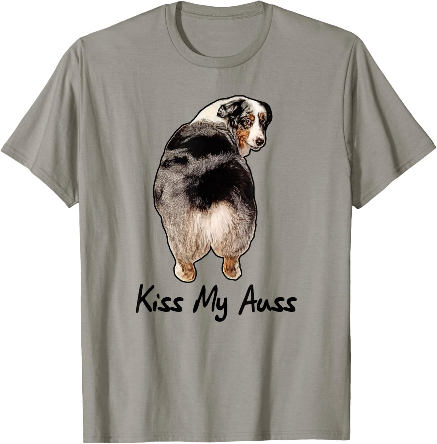 Funny Miniature Australian Shepherd Kiss My Auss Mini Aussie T-Shirt - T-Shirt | Sand