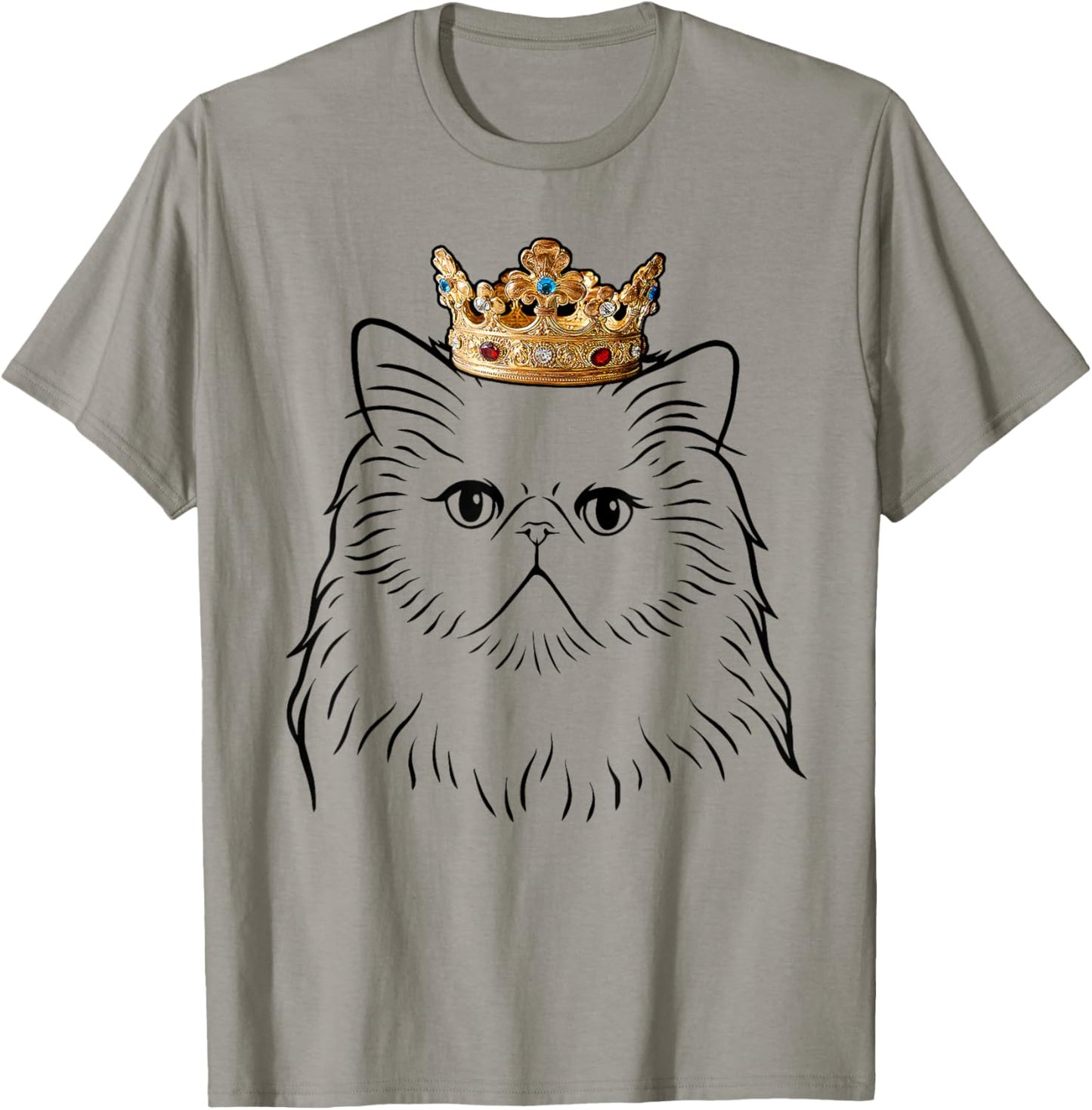 Persian Cat Wearing Crown T-Shirt - T-Shirt | Sand