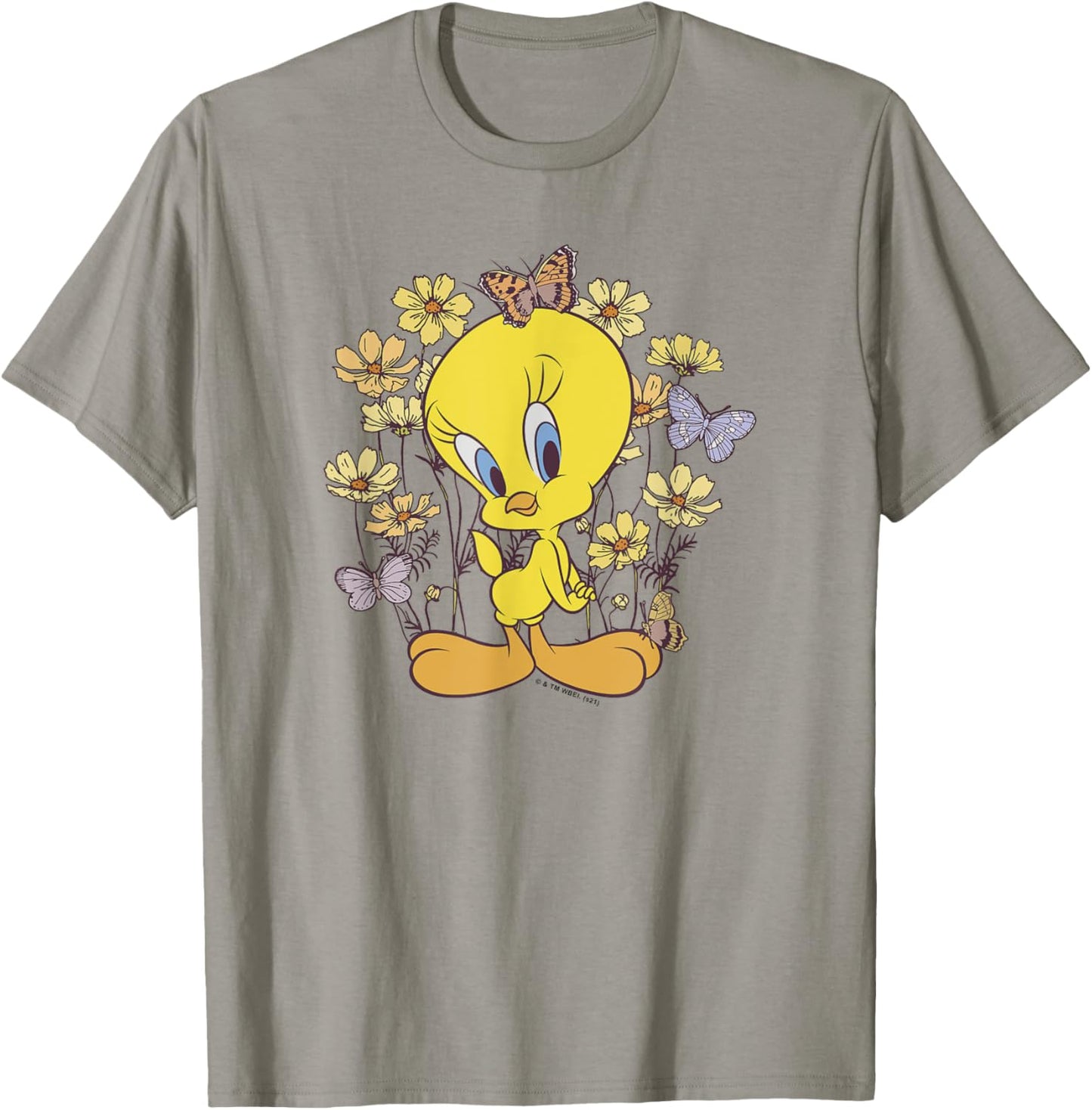 Looney Tunes Tweety And Butterflies Floral T-Shirt - T-Shirt | Sand