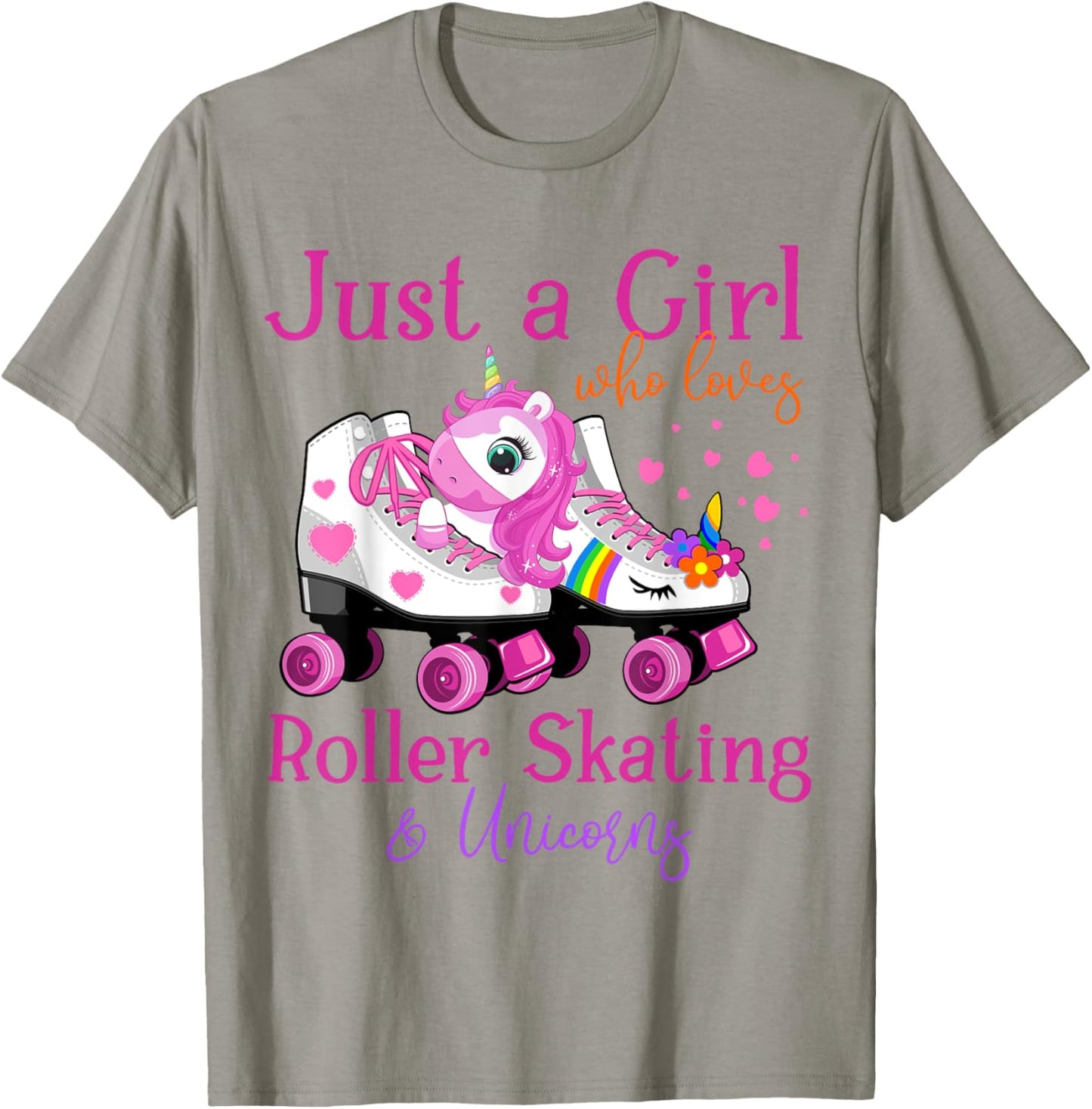 Just A Girl Who Loves Roller Skating & Unicorns Roller Skate T-Shirt - T-Shirt | Sand