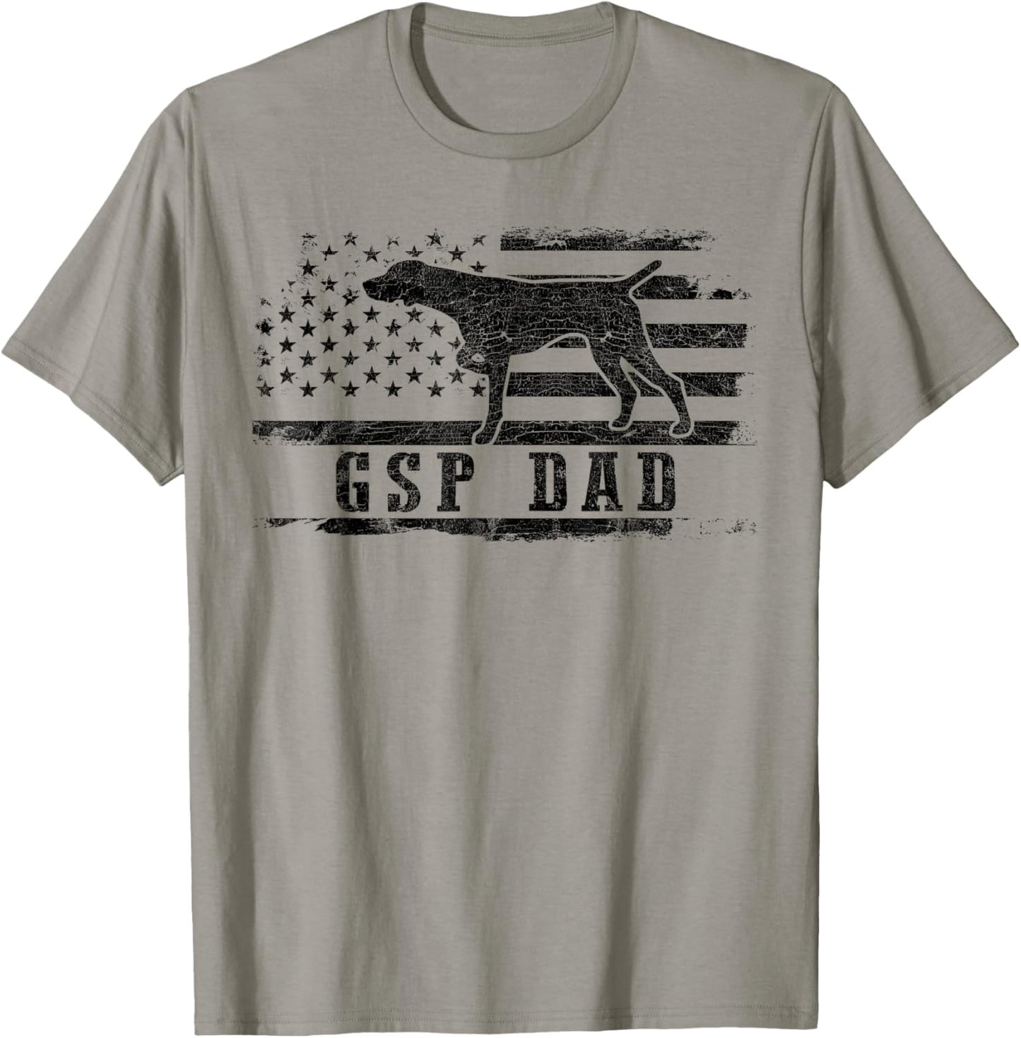 GSP Dad USA American Flag German Shorthaired Pointer Dog T-Shirt - T-Shirt | Sand