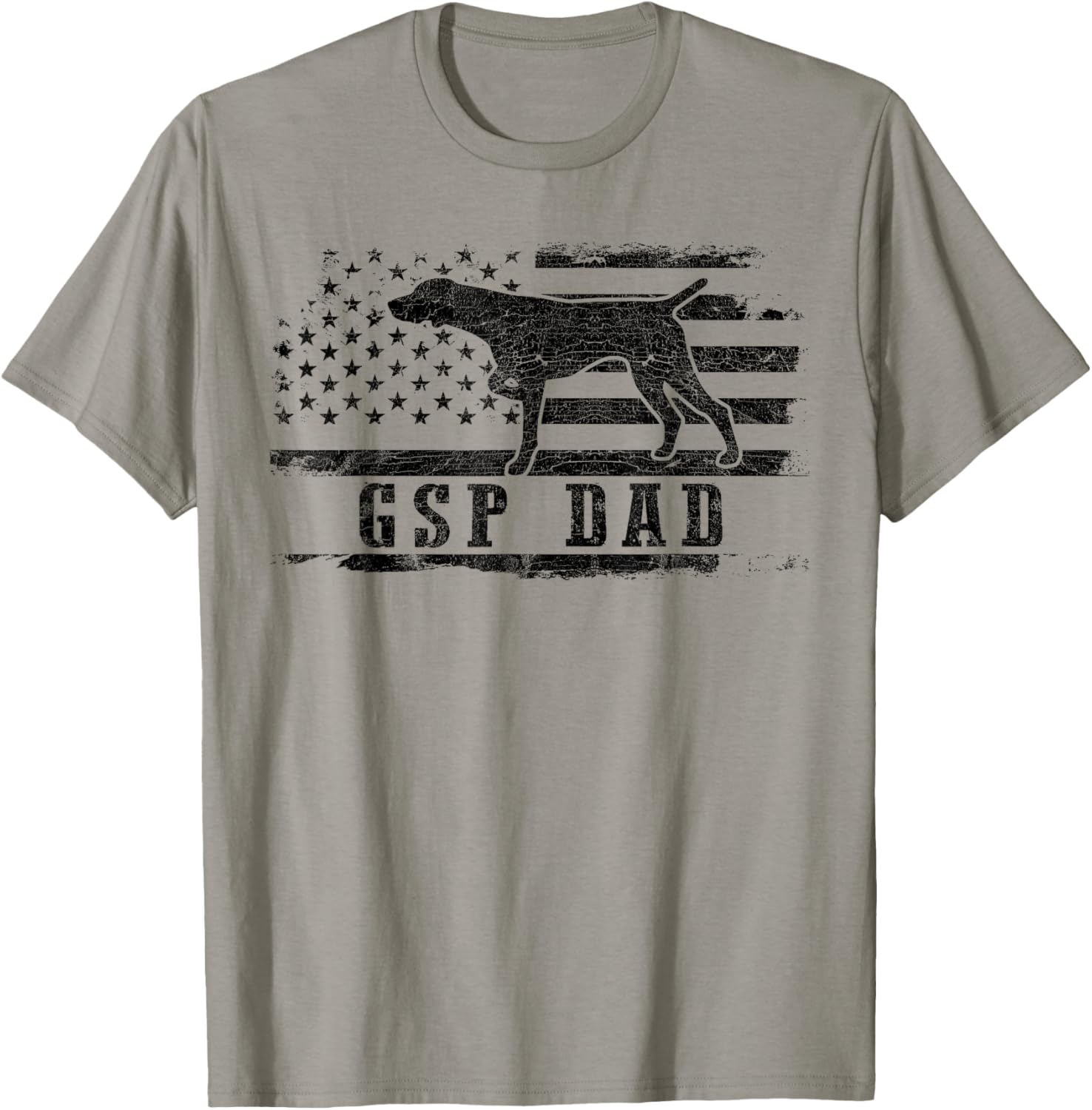 GSP Dad USA American Flag German Shorthaired Pointer Dog T-Shirt - T-Shirt | Sand
