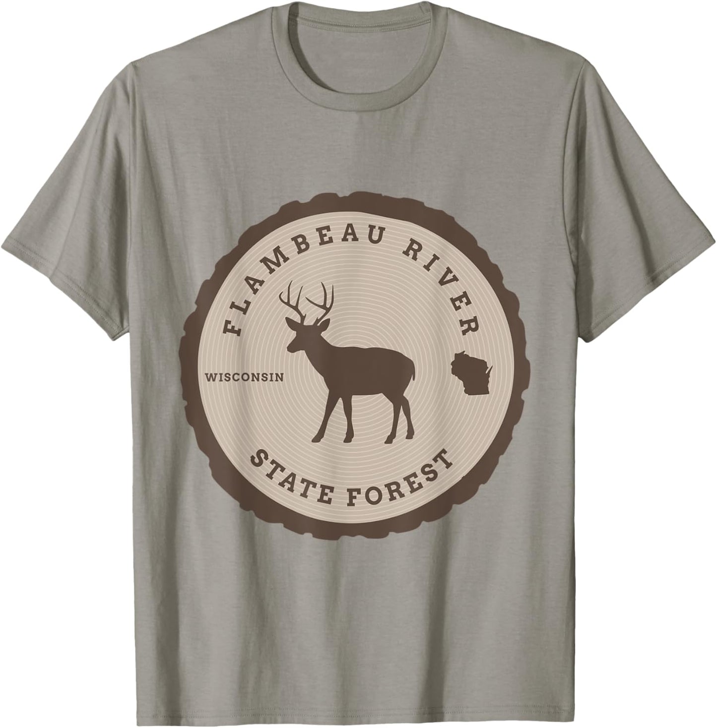 Flambeau River State Forest Wisconsin WI Outdoors Deer T-Shirt - T-Shirt | Sand