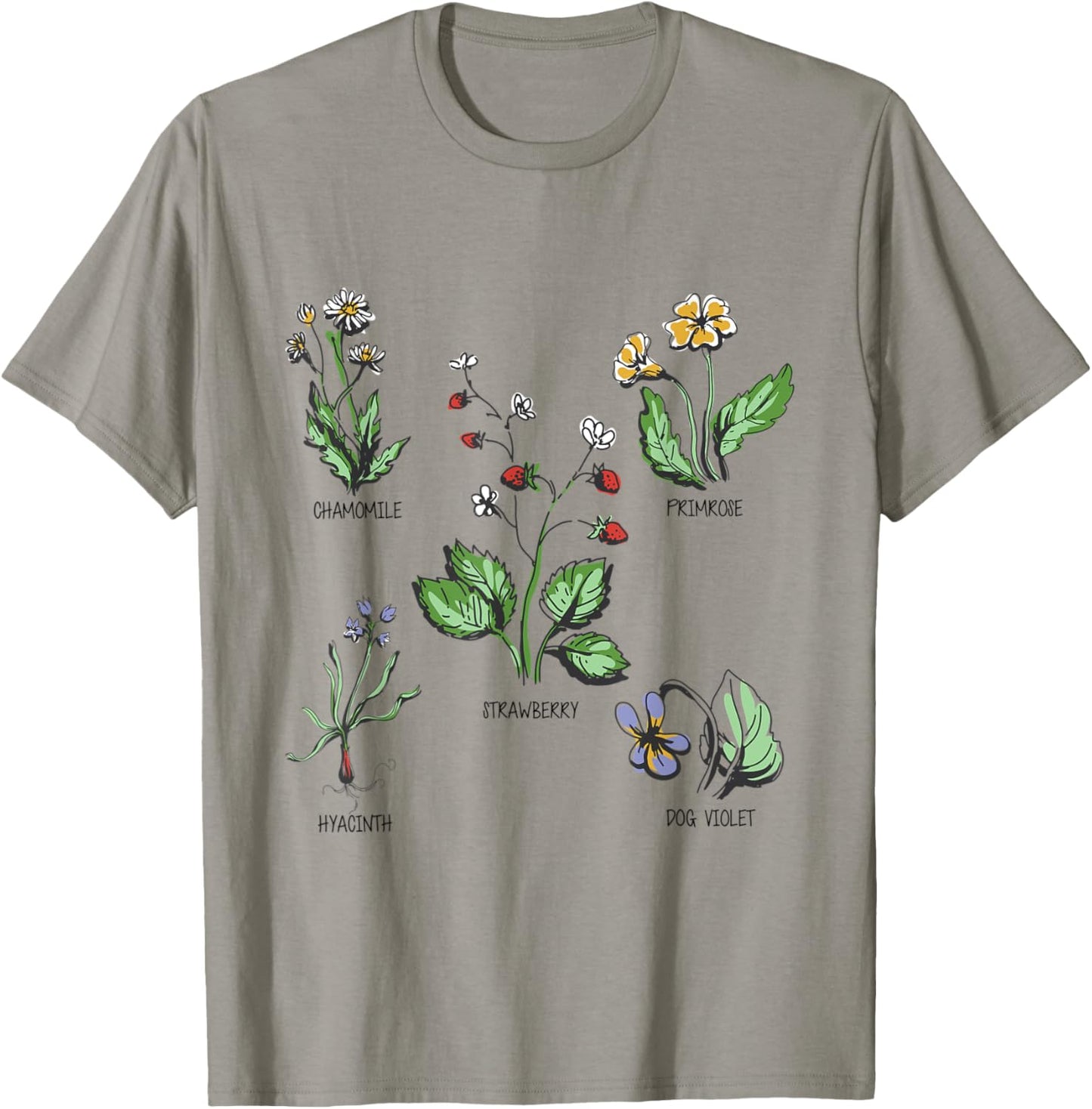 Garden plants in pastel colours for nature lovers botany T-Shirt - T-Shirt | Sand