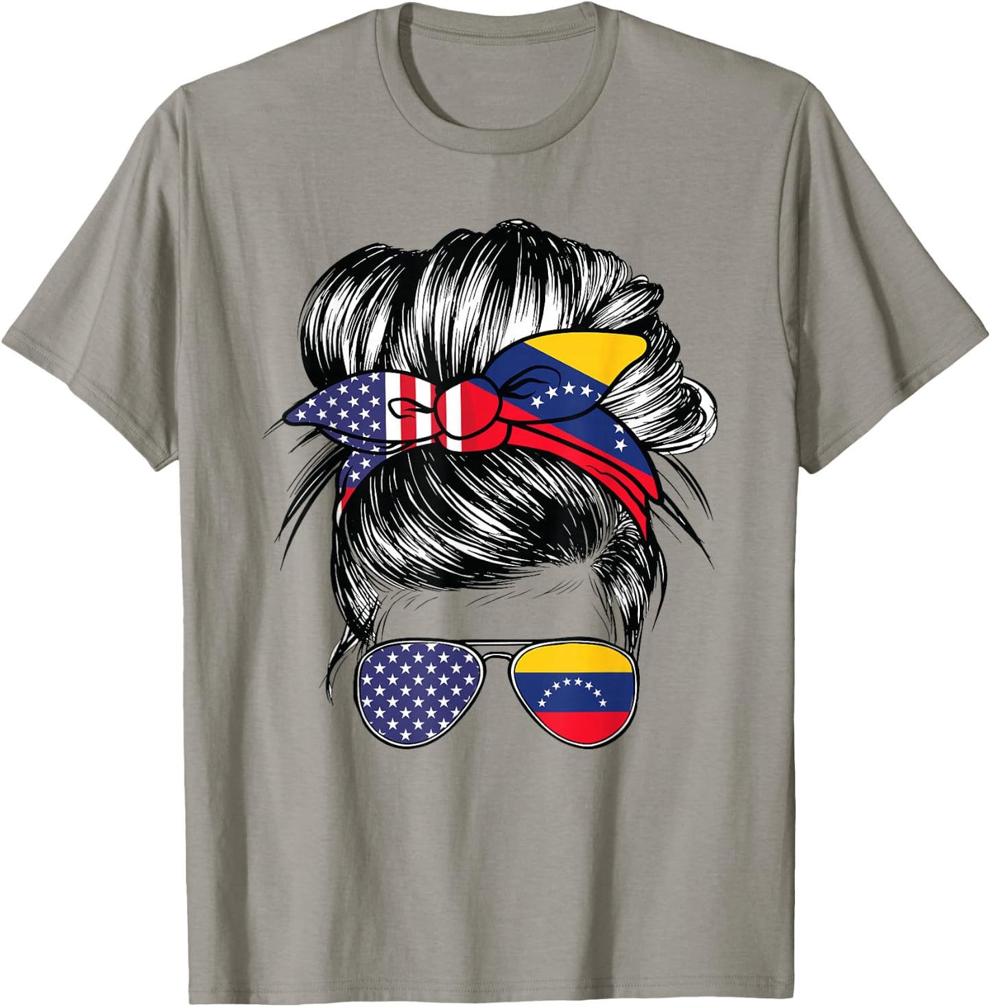 Venezuela Flag American Women Girl USA Heritage Venezuelan T-Shirt - T-Shirt | Sand