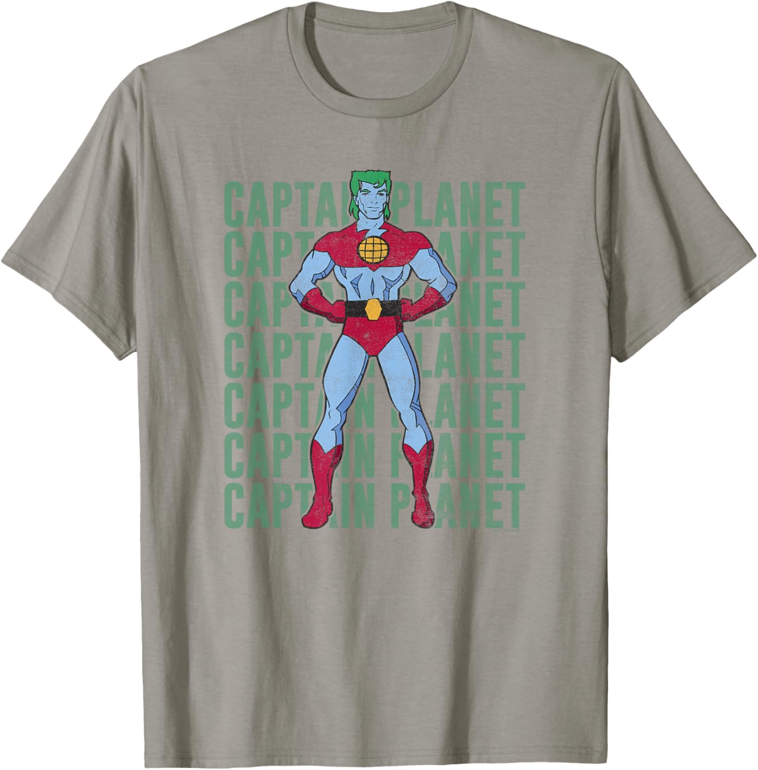 Captain Planet Text Stacked Poster T-Shirt - T-Shirt | Sand