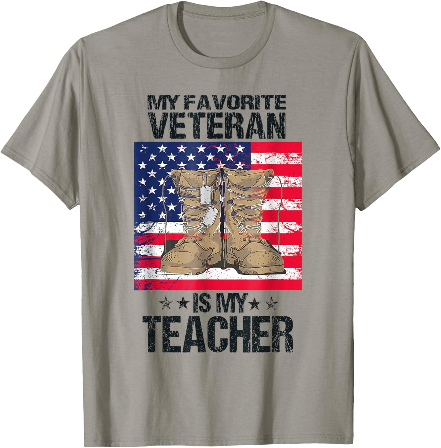 Veterans Day My Favorite Veteran Is My Teacher For Kids T-Shirt - T-Shirt | Sand