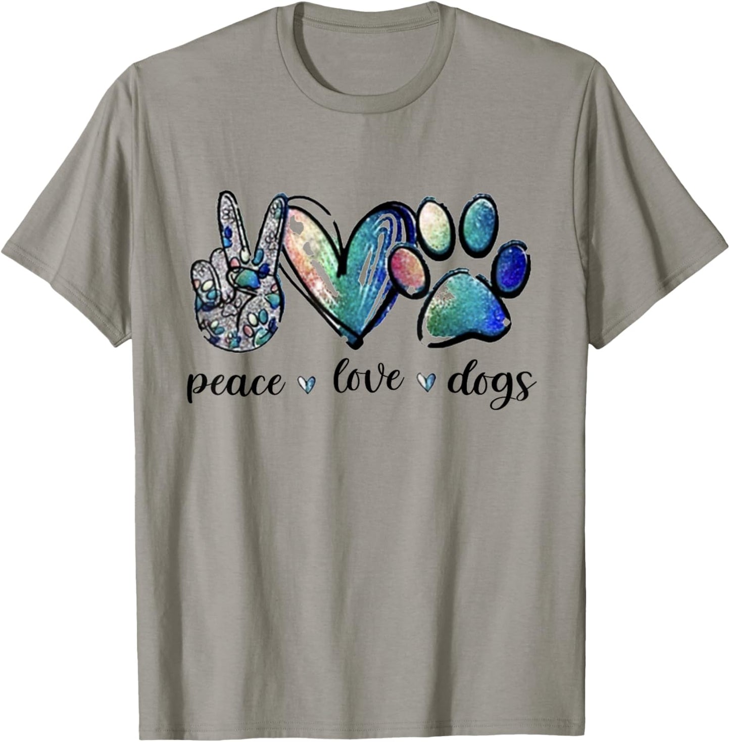 Dog Lover Peace Love Dogs Puppy Paw Women T-Shirt - T-Shirt | Sand