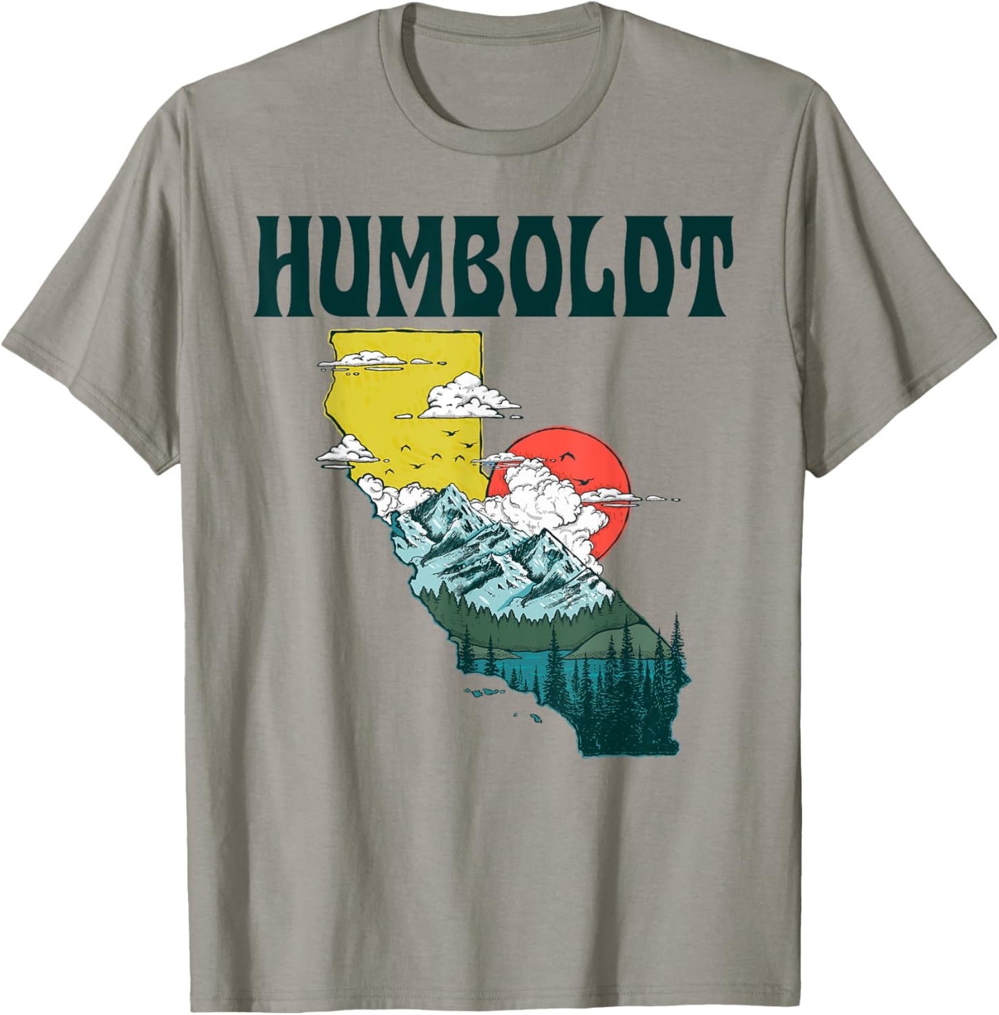 Humboldt California Outdoors Nature & Mountains Vintage Art T-Shirt - T-Shirt | Sand