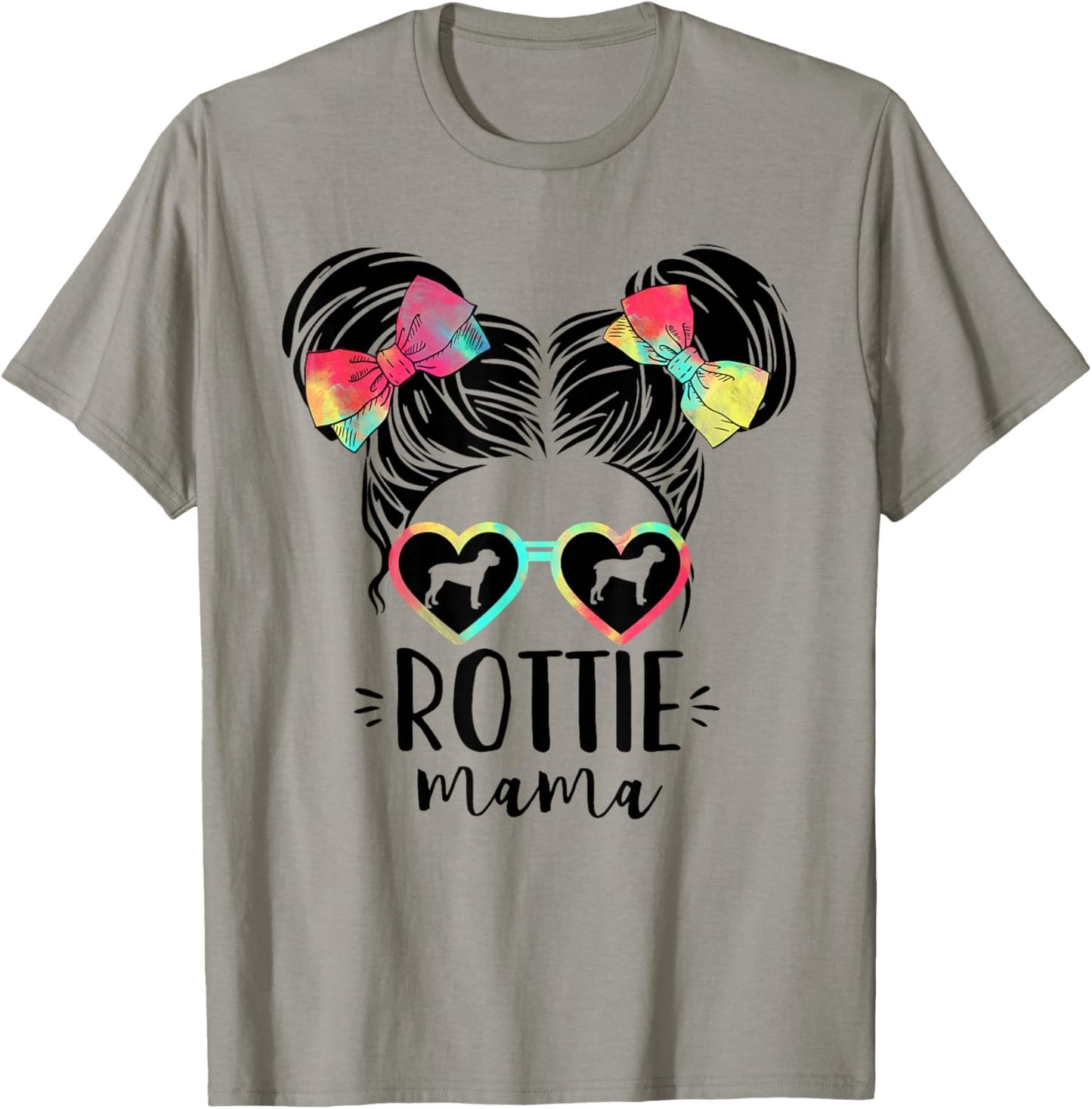 Rottie Mama Gifts Double Bun Hair Rottweiler Gifts Dog Mom T-Shirt - T-Shirt | Sand